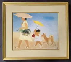 高塚省吾、【鏡】、希少な額装用画集画、新品高級額 額装付、状態良好