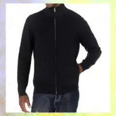 Essentials メンズフルジップコットン セーター 黒 大