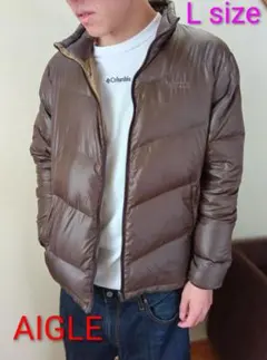 AIGLE ブラウン ダウンジャケット Lサイズのサムネイル