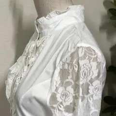 袖 レース ブラウス ホワイト Lサイズ【未使用品】