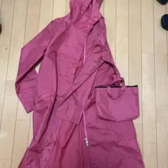 レインコート 収納袋付き 赤ピンク