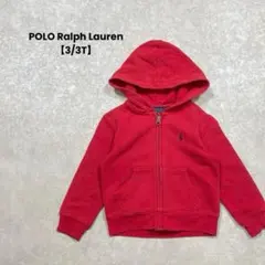 【ポロラルフローレン】フード付きキッズパーカー　赤　3/3T 100cm相当