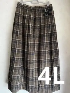 大きいサイズ 4L ウエストベルトデザインチェックスカート