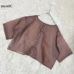 【ミスティック】半袖シフォンシャツブラウス　羽織　透け感　y2k 上品　春のサムネイル