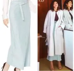 フレイアイディー ポリエステル スエード調 ロングタイトスカート 〈日本製〉