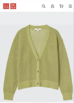 UNIQLO メッシュショートカーディガン（長袖）L グリーン