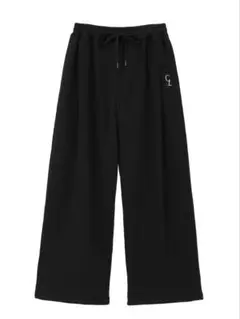 CLANE LOGO SWEAT TUCK WIDE PANTS BLACK 0