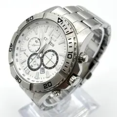 レア シチズン クロノグラフ WR100 腕時計 パンダ 新品電池交換済み 男性