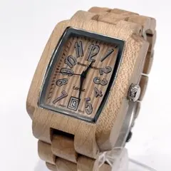 TENSE 木製 腕時計 トノー デイト ナチュラルウッド 稼働品 y2kのサムネイル
