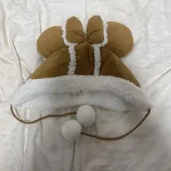 ディズニー　 ムートン　ファンキャップ もこもこ ブラウン ムートン ボア