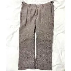 ジョンブル JOHNBULL　リネンワイドパンツ　麻100%　チェック柄　LL