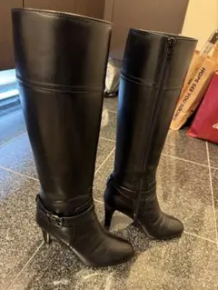 ブラックロングブーツ ハイヒール