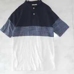 MEN'S MELROSE配色切替 ポロシャツ 紺 白 クレイジーパターン 半袖のサムネイル
