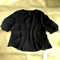 ブージュルード新品麻ライクタックスリーブブラウス黒のサムネイル