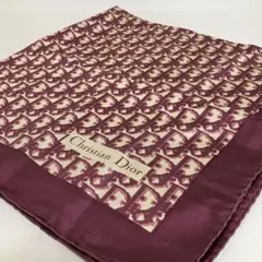2510-404｜美品｜ディオール スカーフ シルク ワインレッド トロッター柄