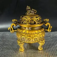 銅製 双竜鳳提梁炉 手炉 薫香炉 香具 茶道具 工芸品 置物 銅製 双竜鳳提梁炉 手炉 薫香炉 香具 茶道具 工芸品 置物 - メルカリ