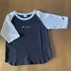 Champion 半袖ラグランTシャツ 黒/白　120