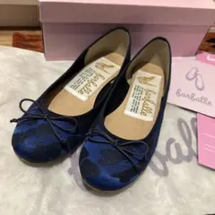 【美品】ネイビー リボン付き フラットシューズ 36