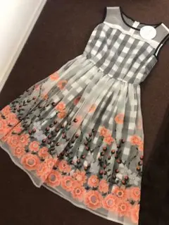 【未使用 タグ付き】チェスティ フラワー チェック オーガンジー ワンピース
