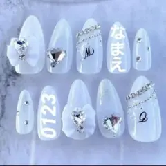 現品 名前入り 推しネイル 量産型 地雷 韓国 リボン