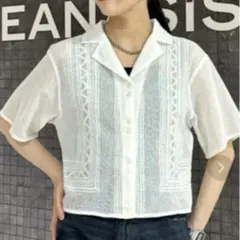 JEANASIS 半袖シャツ ホワイト 刺繍のサムネイル