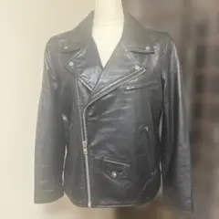 【美品】ブラック レザー ダブルライダースジャケット