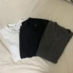 UNIQLO ワッフルヘンリーネックTシャツ/長袖 3色セット Lサイズ