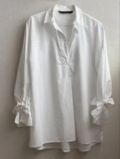ZARA BASIC ホワイト長袖シャツ Sサイズ
