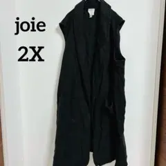 joie【2X】ノースリーブロングベスト 黒 ブラック ポケット付き