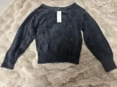 【新品未使用】GU フェザーヤーンボートネックセーター　ダークグレー　Mサイズ