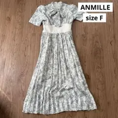 ANMILLE Flower ウエストリブワンピース　ロングワンピース　半袖
