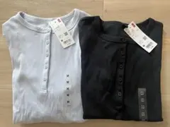 ［UNIQLO］リブヘンリーネックT/長袖M