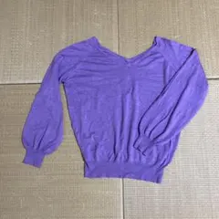 パープル Vネック セーター Mサイズ
