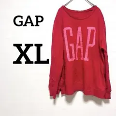 GAP ロゴプリント スウェット XL レッド 大きめ 赤 長袖 シンプル