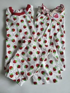 新品☆いちご柄 三点セット パジャマ 80