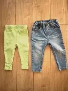 ベビー　デニムパンツ リブパンツ　2点セット