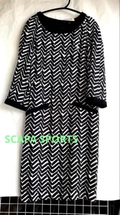 SCAPA SPORTS スキャパ ヘリンボーン柄 ワンピース モノトーン