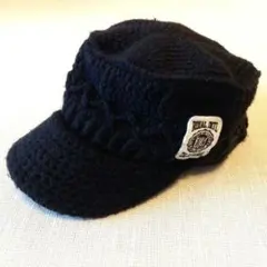 roial ロイアル　編み込みニットキャップ帽子 黒　フリーサイズ