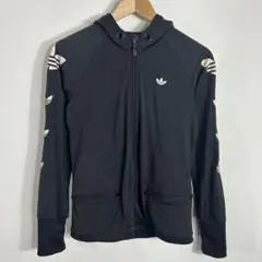00s スポーツ パーカー adidas トレフォイル 総柄 ブラック