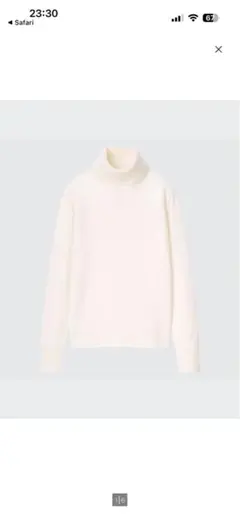 新品　ユニクロ　カシミヤタートルネックセーター（長袖）　オフホワイト　L