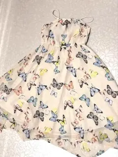 H&M 蝶柄ノースリーブワンピース 120cm 蝶柄 キャミ 夏 フォーマル