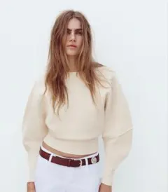 ZARA ボリュームスリーブ　ニット　オフホワイト　パフ　M バルーンスリーブ