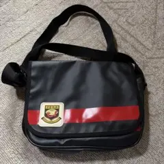 伏見工業高等学校ラグビー　ナイロンショルダーバッグ 黒/赤