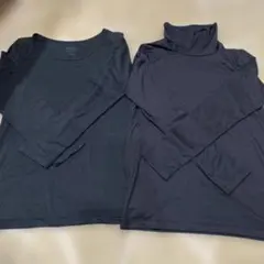 ヒートテック140サイズ　2枚セット　長袖　肌着　丸首　ハイネック　黒　ユニクロ