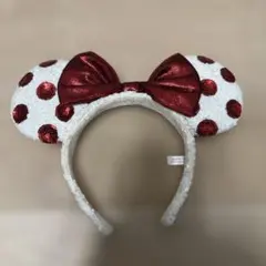 ディズニー　カチューシャ　ミニー　スパンコール　ドット　水玉