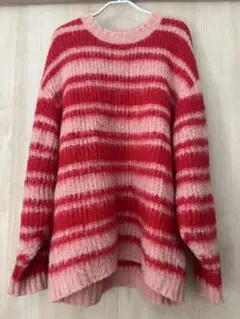 POPPY BORDER LOOSE KNIT (RED × PINK)