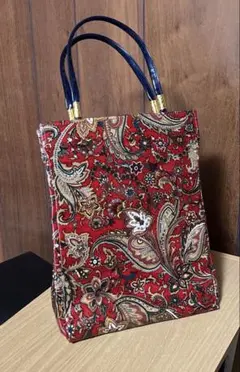 未使用 YUBISHAペイズリー柄 赤 バッグ 優美社