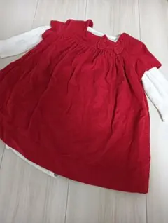 【着画有り】70cm赤チュニック、白長袖セット