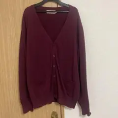 CAMPURE ワインレッド Vネックカーディガン XL