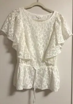 ホワイトレースフリル袖トップス 38 スーナウーナ